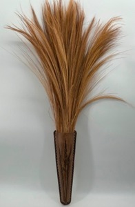 lot 43 image: Vintage BRAUNSCHWEIG Germany Pottery Large Wheat Impressed Wall Vase w Dried Foliage Artisan Signed