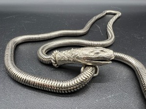 lot 12 image: Vintage Egyptian Revival Single Coil Snake Adjustable Lariat Necklace