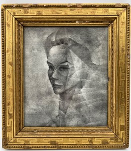 lot 16 image: Vintage Antique Framed Cubic Impressionist Print with Greek Key Gold Gilt Frame with Beading