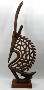 lot 21 image: African Bamana Peoples CHIWARA Carved Antelope Sculpture