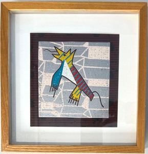 lot 22 image: Vintage Original American Indian Hopi Symbolic Animal Painting Framed Unsigned
