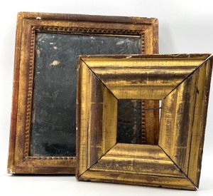 lot 113 image: Primitive Vintage Mirror and Gilded Wood Frame