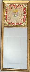 lot 114 image: Vintage Panel Mirror with Paper Art