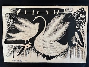 lot 116 image: Original Cut Paper Art - CAYETANO HERNANDEZ - Swans