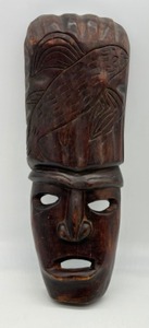 lot 77 image: African Wood Carved Tribal Mask Face