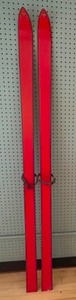 lot 76 image: Antique LUND Red Wooden SKIS for Decoration Christmas Holiday Cabin