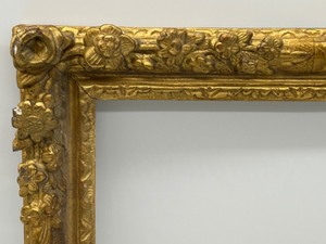 lot 147 image: Antique French Frame Cabbage Roses & Flower Gold Gilt FRAME Louis XIV