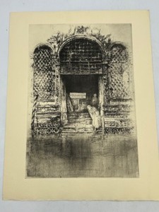 lot 153 image: Vintage Etching and Drypoint THE DOORWAY By James Whistler