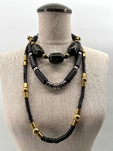 lot 177 image: Vintage Chunky Black and Gold Necklaces - QTY 3