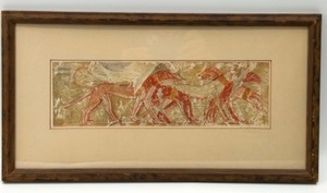 lot 184 image: Vintage Print of The HOUNDS OF NUBIA From the Tomb of Rekhmire by Nina de Garis Davies