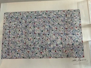 lot 193 image: Vintage 90s ABSTRACT ART Scribbles Untitled Signed by the Artist 1990