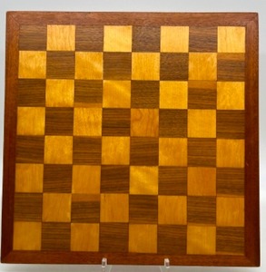 lot 194 image: Vintage MCM Teak and Various Other Woods Laminated CHESS BOARD Denmark Style