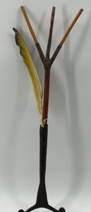 lot 298 image: Antique African Wood Branch Divining Mystic Magic Spirit Stick With Cast Iron Base