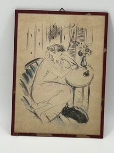 lot 198 image: Vintage Marcel Vertes Original Framed LithographCollette la Vagabonde