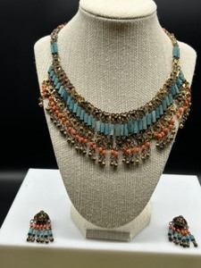 lot 206 image: Vintage Egyptian Revival Art Deco Exotic Necklace & Earrings