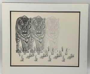 lot 243 image: Framed TIGER Art Print EXTINCTION Signed, Numbered & Titled by SHANE DUNNICK