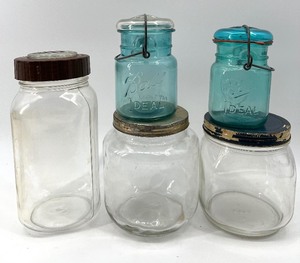 lot 228 image: Vintage Glass Jars including ITALY and BALL