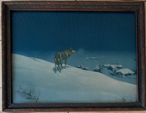 lot 240 image: Vintage ALFRED KOWALSKI Lone Wolf Lithograph Print