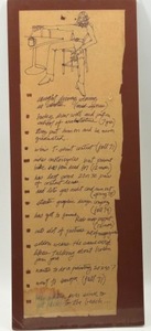 lot 250 image: Vintage DAVID RIVARD Retro 70s Cartoon Drawing With Bullet Points Mounted on Board