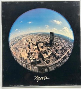 lot 265 image: Vintage 1977 Framed Retro FISH-EYE View of MINNEAPOLIS Poster Art