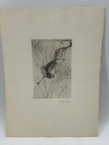 lot 271 image: Vintage Original Signed ETCHING by Hans Fischer  CAT  Signed & Numbered