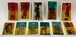lot 275 image: Vintage Handmade BATIK Fabric Design African Animal CARDS - Qty 11