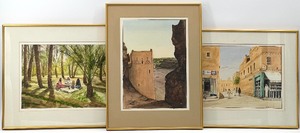 lot 306 image: Trio of Professionally Framed Art by W. Moskaliuk - Diriyah, Saudi Arabia