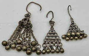 lot 320B image: Vintage Silver Yemeni Bedouin Earrings  Amulets  Tassels