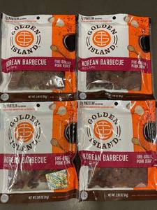 lot 8 image: ID 4 - Set of 4 Golden Island Korean Barbecue Pork Jerky - 2.85 oz Each