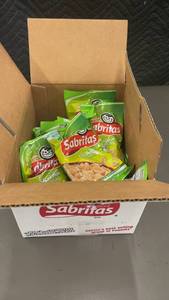 lot 23 image: FL 4 - Box of 12 Bags Sabritas Salt and Lime Flavored Peanuts