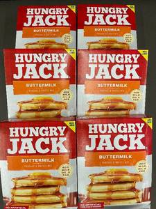 lot 25 image: Set of 6 Hungry Jack Buttermilk Pancake & Waffle Mix Boxes