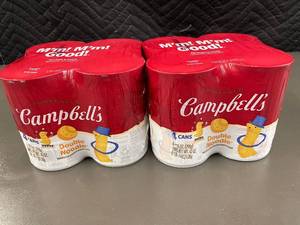 lot 49 image: Pack of 4 Campbells Condensed Double Noodle Chicken Broth Soup Cans