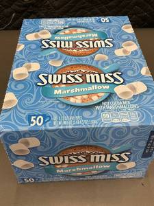 lot 118 image: 2 back - Box of 50 Packets Swiss Miss Marshmallow Hot Cocoa Mix - Best by July 31, 2024
