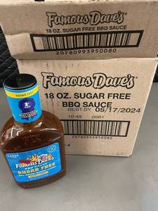 lot 135 image: HI 5 - Famous Daves Sugar Free BBQ Sauce - 18 oz Bottle (Case of 6)