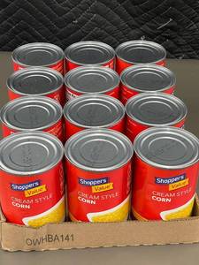 lot 296 image: Set of 12 Shoppers Value Cream Style Corn Cans (14.75 oz each)