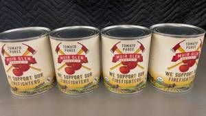 lot 322 image: Set of 4 X 28 oz Organic Tomato Puree Cans - Supporting Firefighters