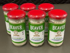 lot 497 image: HI 3 - Beaver Brand Grandma Roses Cream Horseradish - 6 Jars