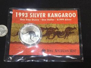 lot 157 image: 1993 Silver Kangaroo 1 Ounce Dollar Coin