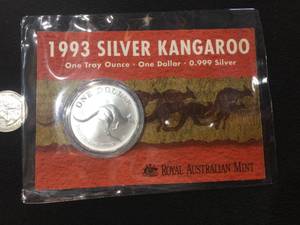 lot 161 image: 1993 Silver Kangaroo 1 Ounce Dollar Coin