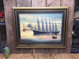lot 171 image: Classic Stuart Leech Framed Ship Picture