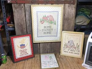 lot 173 image: 4 Classic Vintage Cross-Stitch Sayings