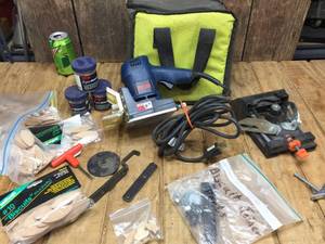 lot 213 image: Ryobi DBJ 50 Detail Biscuit Joiner Set - Accessories