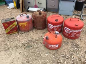 lot 227 image: Vintage Steel Gas Cans