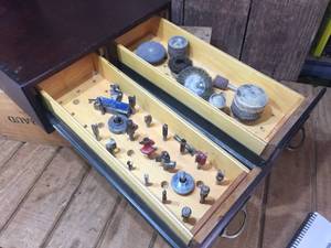lot 259 image: Wooden Drawer Box with RouterSanding Bits