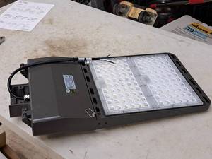 lot 871 image: Lot of (10) V-Tac Commercial 100-277V 240W LED Shoebox Light Fixtures VT-SBN2-240W-850-XX (New In Box )