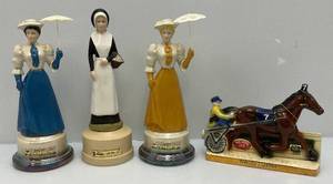 lot 13 image: Misc. Vintage Beam Ezra Brooks Figural Collectors Decanters (EMPTY)