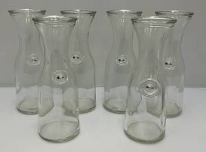 lot 76 image: 6 Vintage Embossed Glass Wine Carafes In Original Box