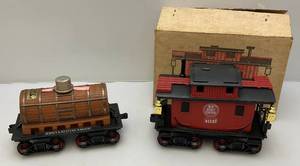 lot 129 image: Vintage Jim Beam Collectible Red Caboose In Original Box & Barrel Car Decanters (EMPTY)