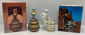 lot 141 image: Jim Beam Vintage Cowboy & Saloon Girl Decanters In Original Boxes (EMPTY)