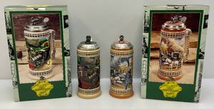 lot 158 image: 1990s Anheuser Busch  Presents The Early Transportation Series Train Steins (NIB)